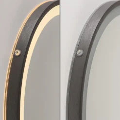 LED-wandspiegel VIDRO, grijs, Ø 46 cm, powerbank, schakelaar