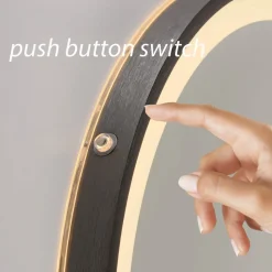 LED-wandspiegel VIDRO, grijs, Ø 46 cm, powerbank, schakelaar