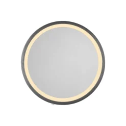 LED-wandspiegel VIDRO, grijs, Ø 26 cm, powerbank, schakelaar