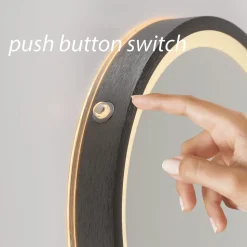 LED-wandspiegel VIDRO, grijs, Ø 26 cm, powerbank, schakelaar