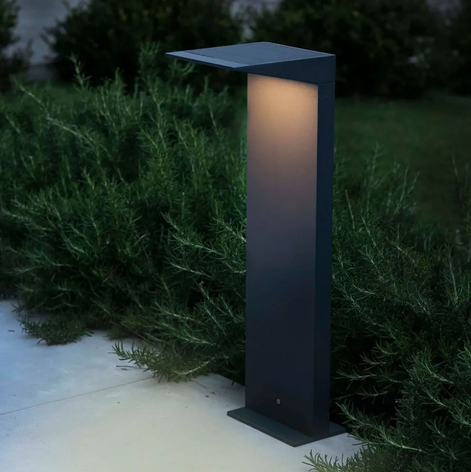 LED-wegepaal Soleil, antraciet, metaal, IP54, sensor