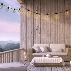 LED-zonnelichtketting CADENA, 2.500 K, zwart 10-lamps 10 m