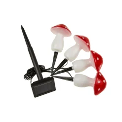 LED-zonnepaneel Fairy Mushroom, set van 4, rood/wit, IP44