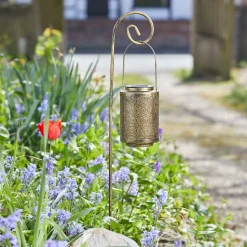 LED-zonnepaneel met grondpen Rabat, set van 2, goud, 86 cm, IP44