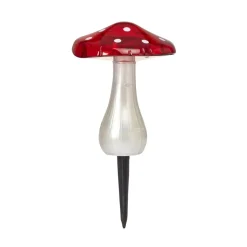 LED-zonnepaneel met grondpen Magic Mushroom, set van 3, rood/wit, IP44