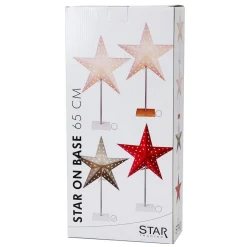 LEO sterstandaard met sterpatroon, wit/eiken