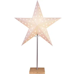 LEO sterstandaard met sterpatroon, wit/eiken