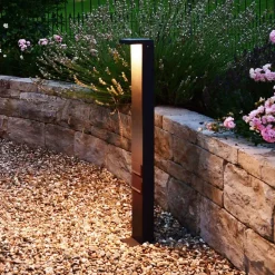Lerna LED tuinpadverlichting, hoogte 100 cm, CCT, grijs, stopcontacten