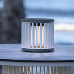 Les Jardins LED tafellamp op zonne-energie Halo, wit, aluminium