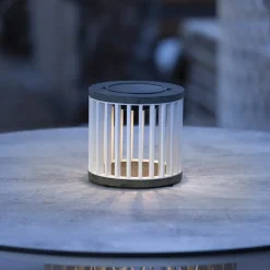 Les Jardins LED tafellamp op zonne-energie Halo, wit, aluminium