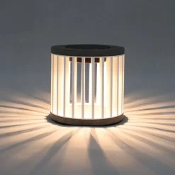 Les Jardins LED tafellamp op zonne-energie Halo, wit, aluminium