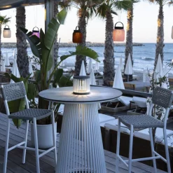 Les Jardins LED tafellamp op zonne-energie Halo, wit, aluminium