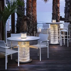 Les Jardins LED tafellamp op zonne-energie Halo, wit, aluminium