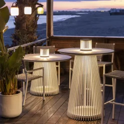 Les Jardins LED tafellamp op zonne-energie Halo, wit, aluminium