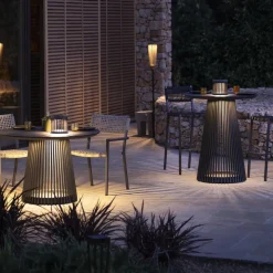 Les Jardins LED tafellamp op zonne-energie Halo, grijs, aluminium