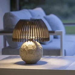 Les Jardins LED tafellamp Alba, grijs/beige, hoogte 41 cm