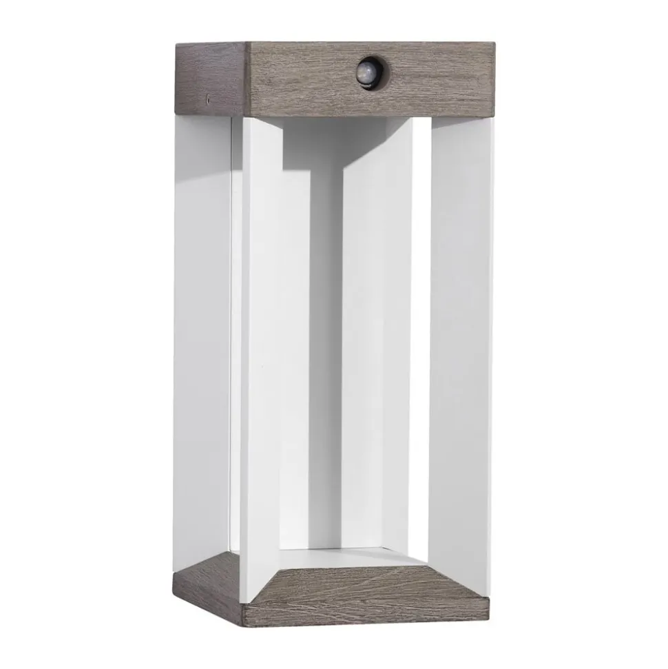 Les Jardins LED wandlamp op zonne-energie Teckalu, grijs/wit, 33 cm