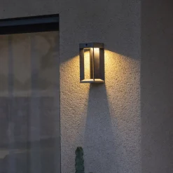 Les Jardins LED wandlamp op zonne-energie Teckalu, grijs/zwart