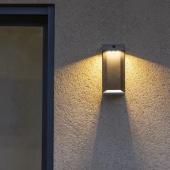 Les Jardins LED wandlamp op zonne-energie Teckalu, grijs/zwart