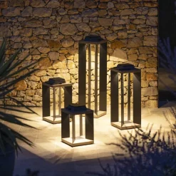 Les Jardins LED-lantaarn op zonne-energie Teckalu, grijs/zwart, 60 cm