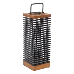 Les Jardins LED-lantaarn op zonne-energie Tekura, teak/grijs, 66 cm