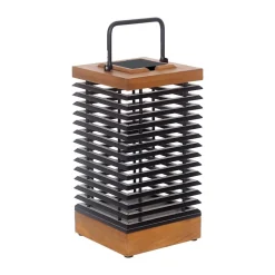 Les Jardins LED-lantaarn op zonne-energie Tekura, teak/grijs, 46,5 cm