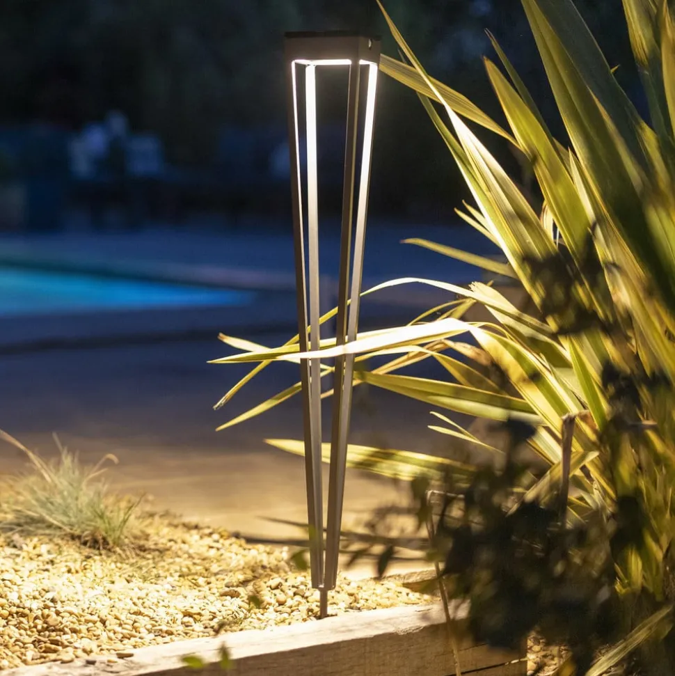 Les Jardins LED-zonnezaklamp Tinka, grijs, 90 cm, grondspies
