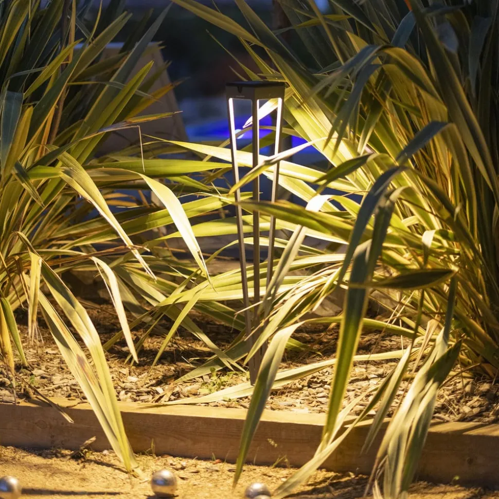 Les Jardins LED-zonnezaklamp Tinka, grijs, 90 cm, grondspies