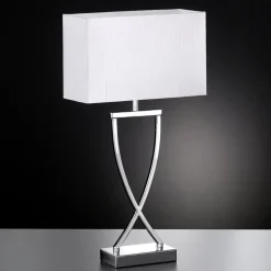 Leuke stoffen tafellamp Anni, chroom met wit