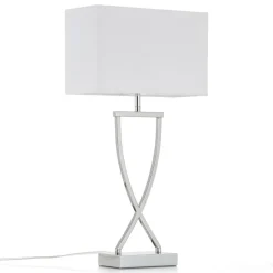 Leuke stoffen tafellamp Anni, chroom met wit