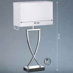 Leuke stoffen tafellamp Anni, chroom met wit