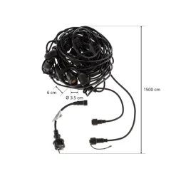 Lichtketting Girlanda IP44 zwart 15 m zonder lampjes