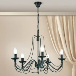 5-lichts kroonluchter CLARA in landhuisstijl