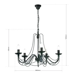 5-lichts kroonluchter CLARA in landhuisstijl