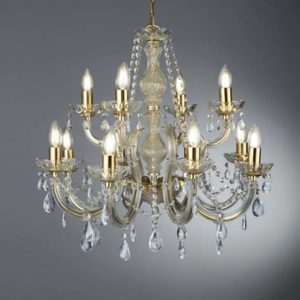 12-lichts kroonluchter MARIE THERESE, messing