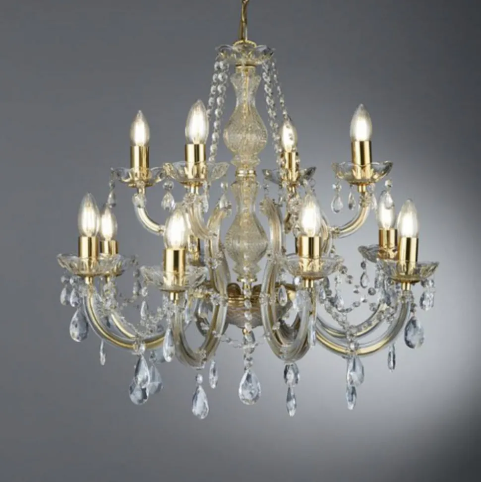 12-lichts kroonluchter MARIE THERESE, messing