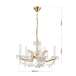 5-lichts kroonluchter TJURA, 60 cm