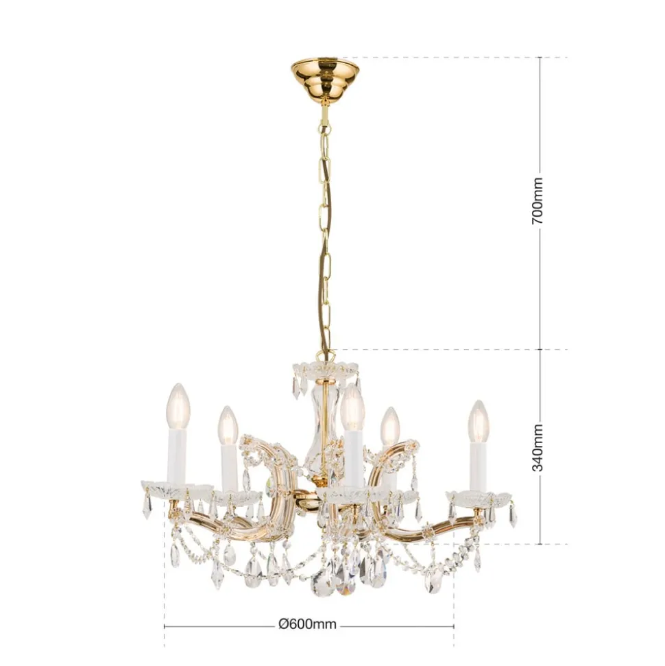 5-lichts kroonluchter TJURA, 60 cm