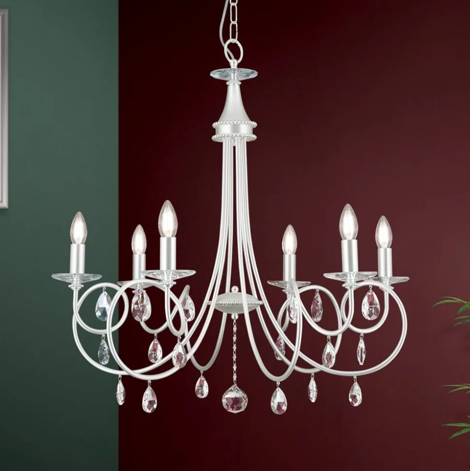 6-lichts kroonluchter VIOLETTA, zilver