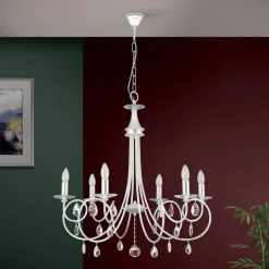 6-lichts kroonluchter VIOLETTA, zilver