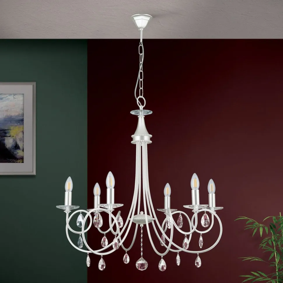 6-lichts kroonluchter VIOLETTA, zilver