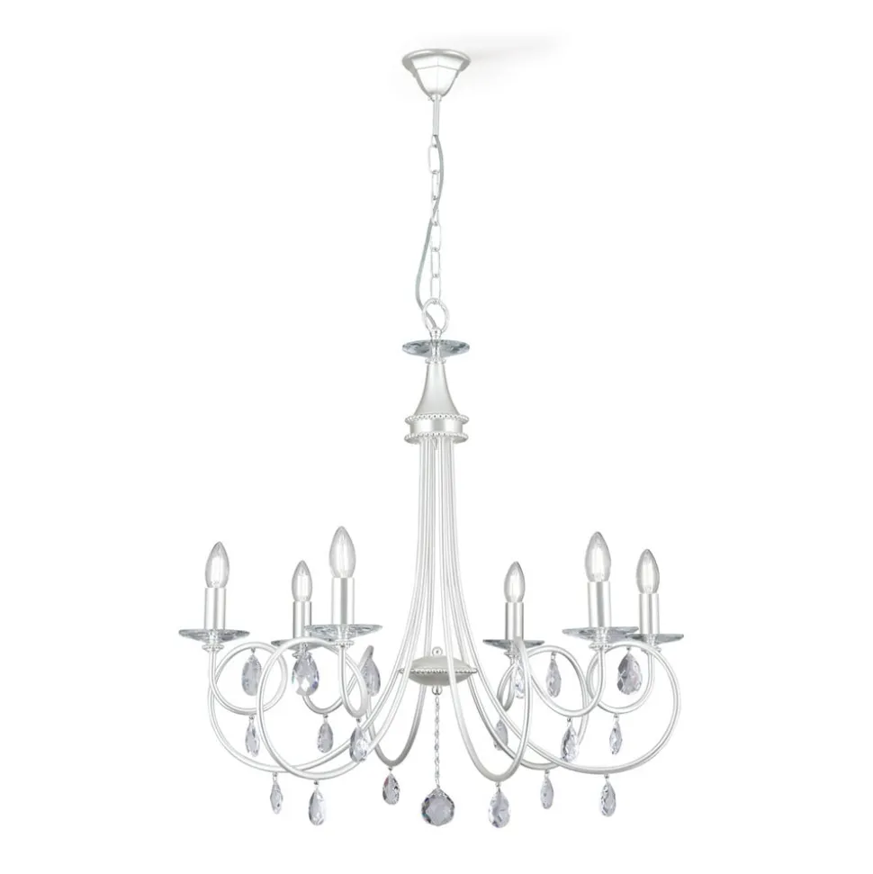6-lichts kroonluchter VIOLETTA, zilver