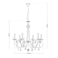 6-lichts kroonluchter VIOLETTA, zilver