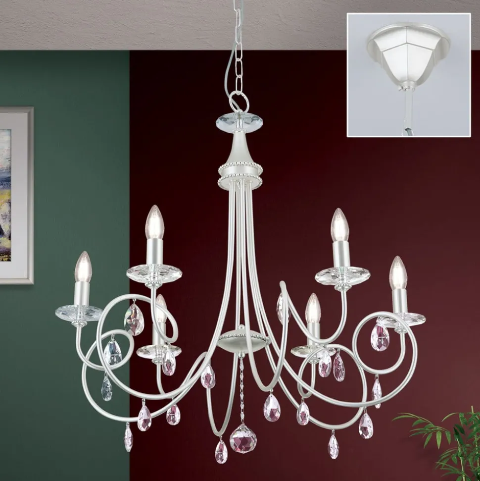 6-lichts kroonluchter VIOLETTA, zilver