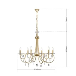 6-lichts kroonluchter VIOLETTA, goud