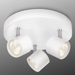 3-lichts LED-plafondlamp Star, wit, rond