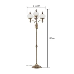 4-lichts vloerlamp DELIA, oud messing