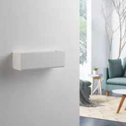 Lidby wandlamp Benno, 29 cm, gips, wit, hoekig, G9