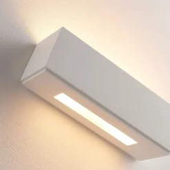 Lidby wandlamp Benno, 29 cm, gips, wit, hoekig, G9