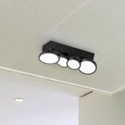 LIGHTME LED plafondlamp Aqua GU10 4-lamps zwart